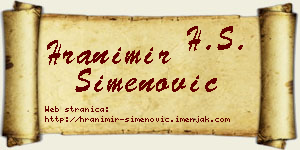 Hranimir Simenović vizit kartica
